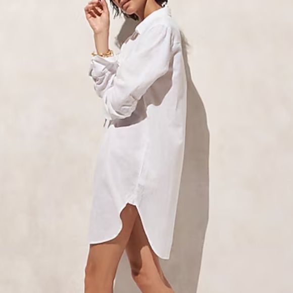 NWT J. Crew White Relaxed-fit beach shirt in linen-cotton blend SZ Various - Picture 3 of 9